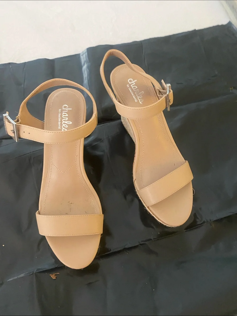 Charles By Charles David Tan Espadrille Wedge Sandals with Ankle Strap